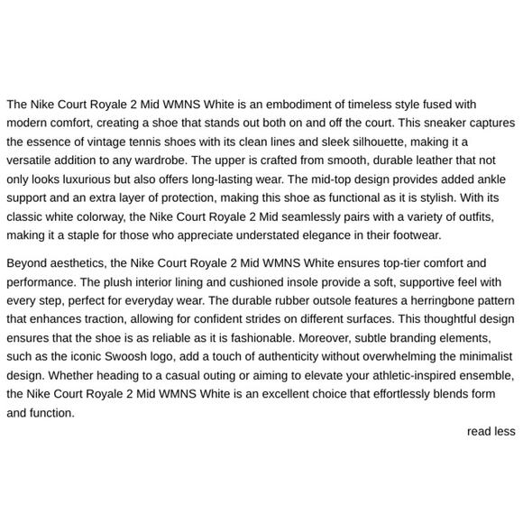 Nike Women's SZ 10 Court Royale 2 Mid Triple White CT1725-100 NEW - Picture 7 of 8